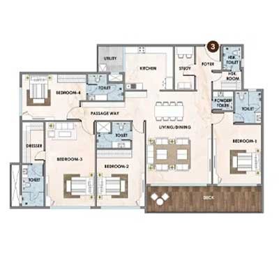 Today Citadel 3 BHK 1090 SqFt Floor Plan